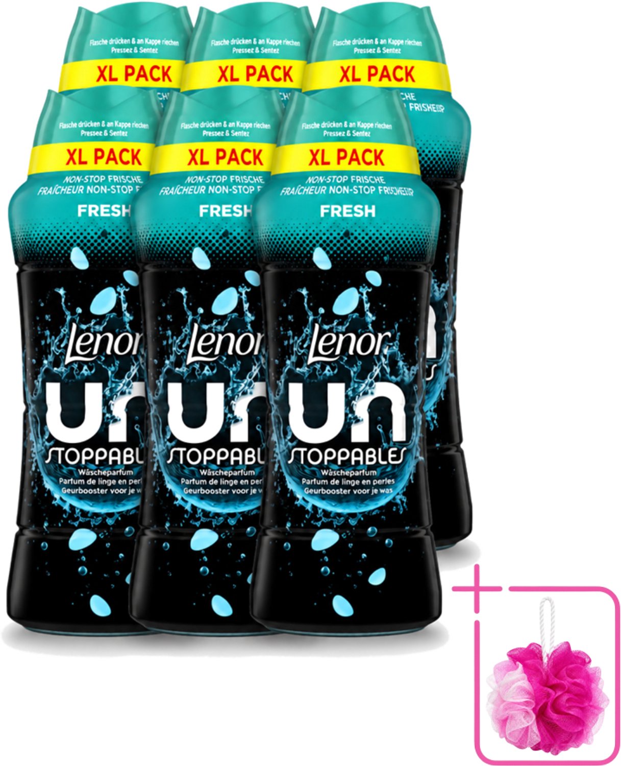 6 x Lenor Unstoppables - Geurbooster - Fris - Non-Stop Frisheid - Grootverpakking - Bulkverpakking - Geurbooster - Douchemop - Frisheid