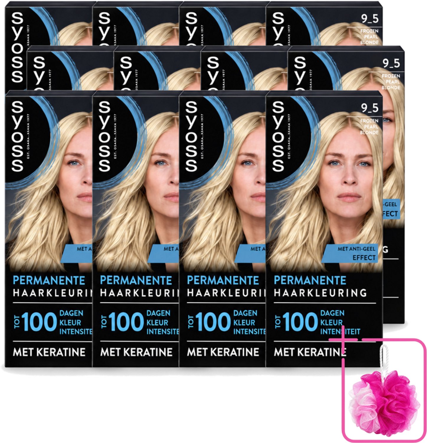 12 x SYOSS - Coloration 9-5 Frozen Pearl Blonde - Haarverf - Grijsdekking - Vermindert Haarbreuk - Bulkverpakking - Permanente haarkleuring - Douchemop - Haarkleur