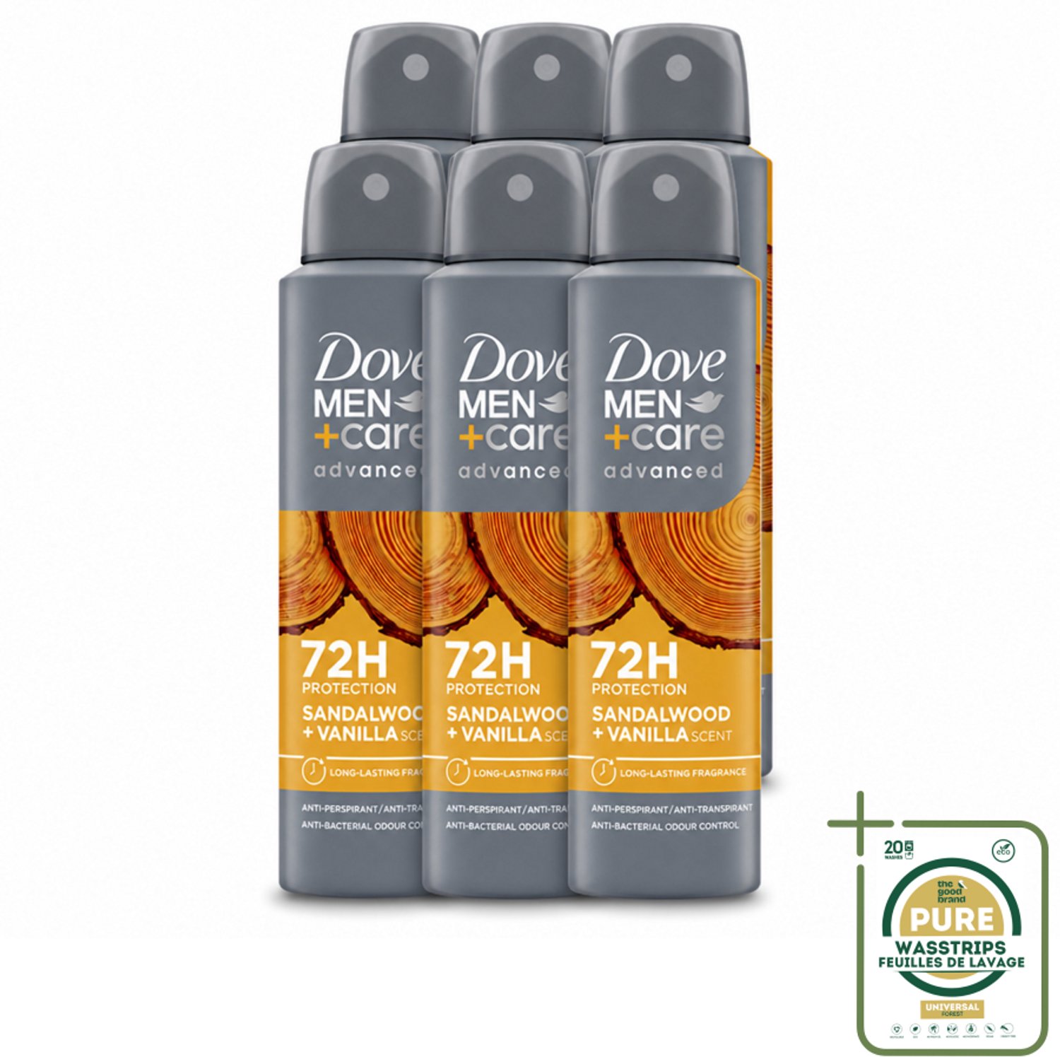 6 x Dove – Deodorant Spray – Men+Care Sandalwood & Vanilla – 150 ml - Anti-transpirant - Deodorant Spray - Oksel Verzorging - Zweetbestrijding - Frisse Geur