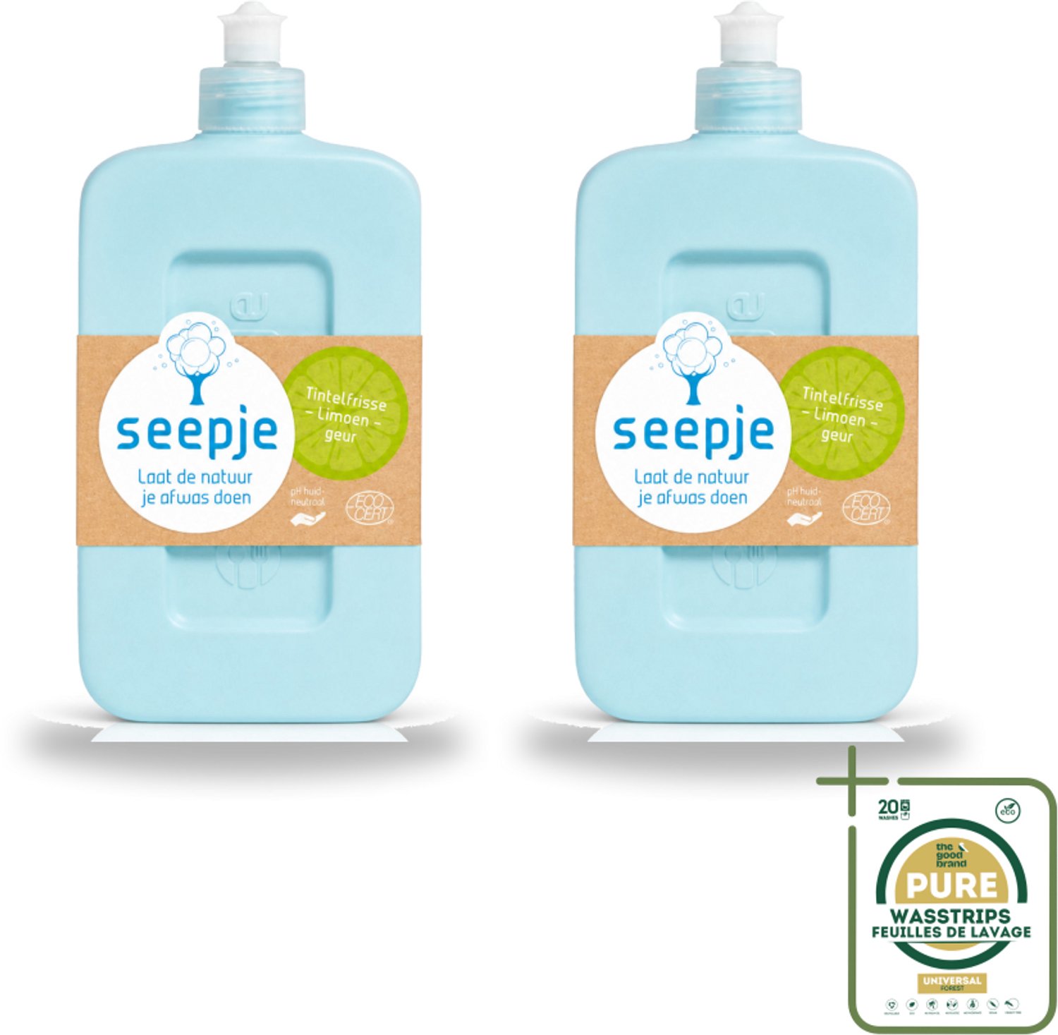 2 x Seepje - Afwasmiddel - Milieuvriendelijk - Tintelfrisse Limoen Geur - 500 ml - Wasstrips - Afwasmiddel - Milieuvriendelijk - Huidvriendelijk - Limoengeur - Ecologisch