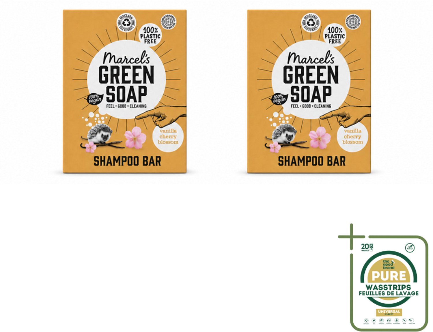 2 x Marcel's Green Soap - Shampoobar - Vanilla & Cherry Blossom - Versterkt & verzorgt - 90 gr - Wasstrips - Shampoobar - Natuurlijke Shampoo - Biologisch Afbreekbaar - Vegan Shampoo - Sulfaatvrij Shampoo
