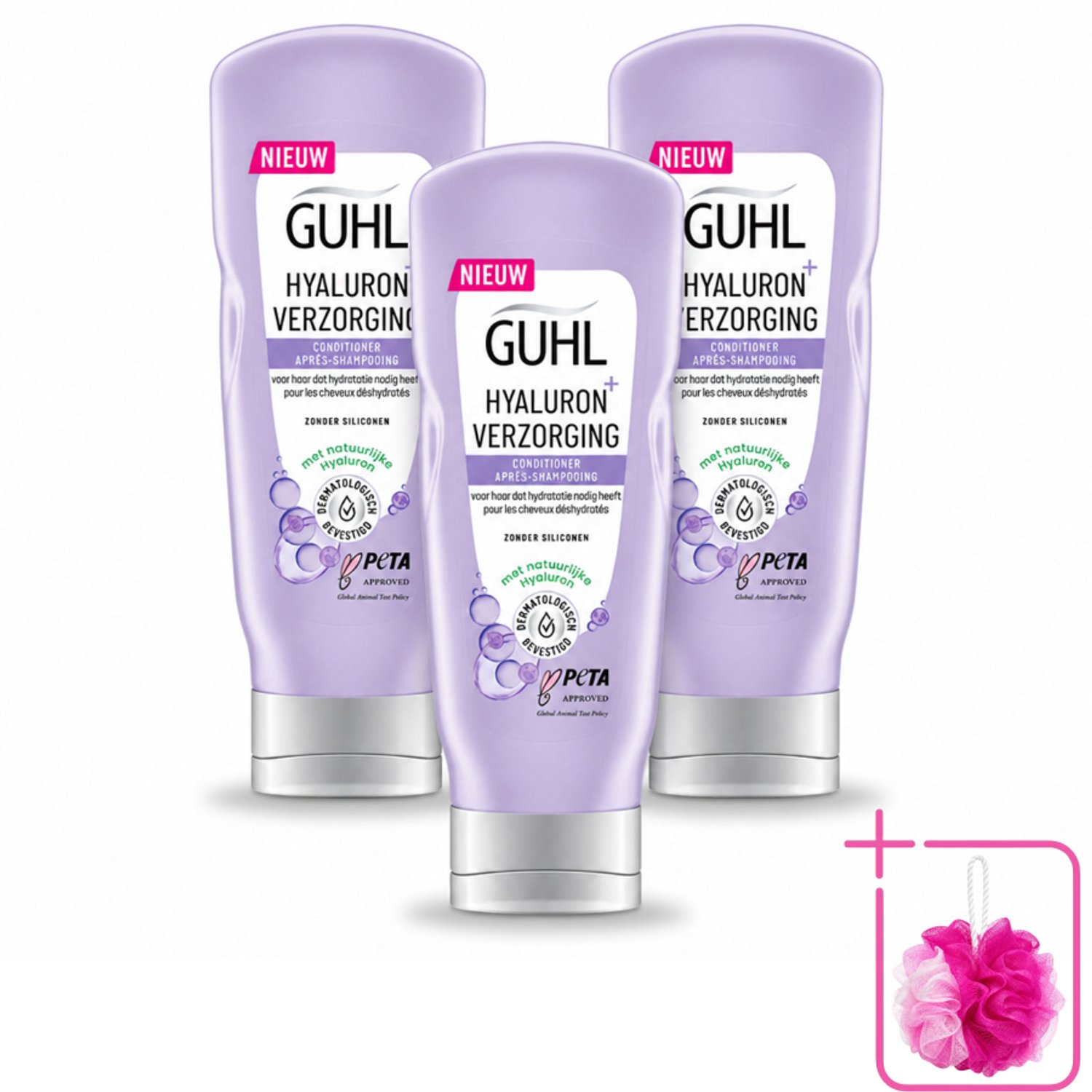 3 x Guhl - Conditioner - Hyaluron+ Verzorging - 200 ml - Bulkverpakking - Hydratatie haar - Douchemop - Hyaluron haar