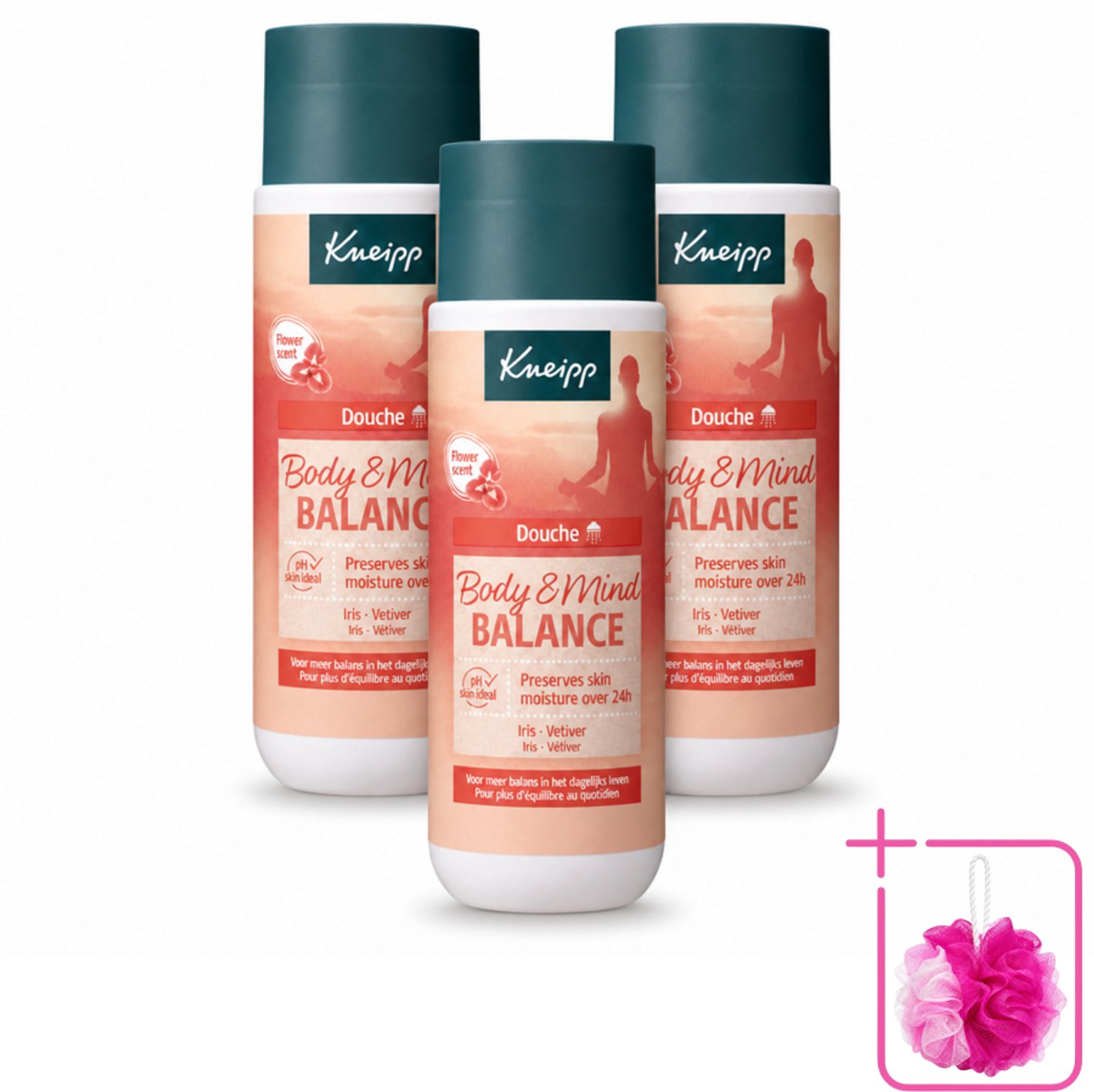 3 x Kneipp - Douchegel - Body & Mind Balance - 200 ml - Bulkverpakking - Douchegel - Douchemop - Balans