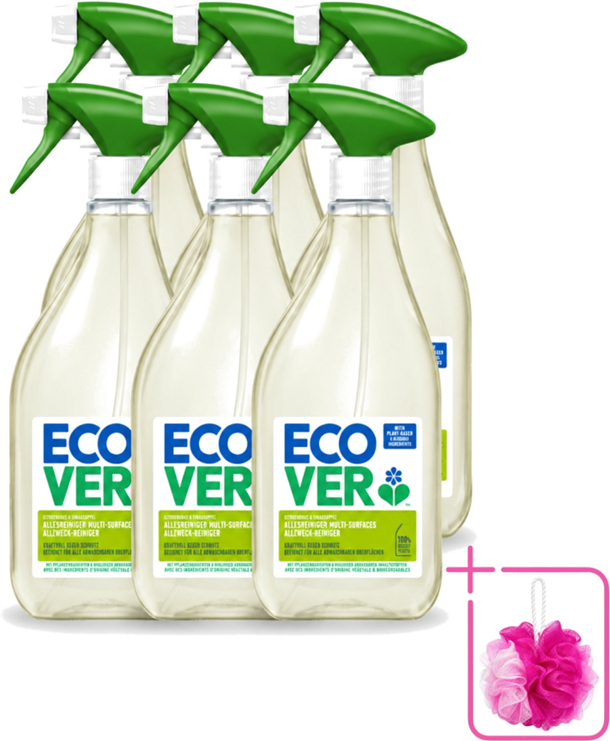 6 x Ecover - Allesreiniger Spray - Citroengras & Sinaasappel - 500 ml - Bulkverpakking - Schoonmaken - Douchemop - Reinigingsmiddel