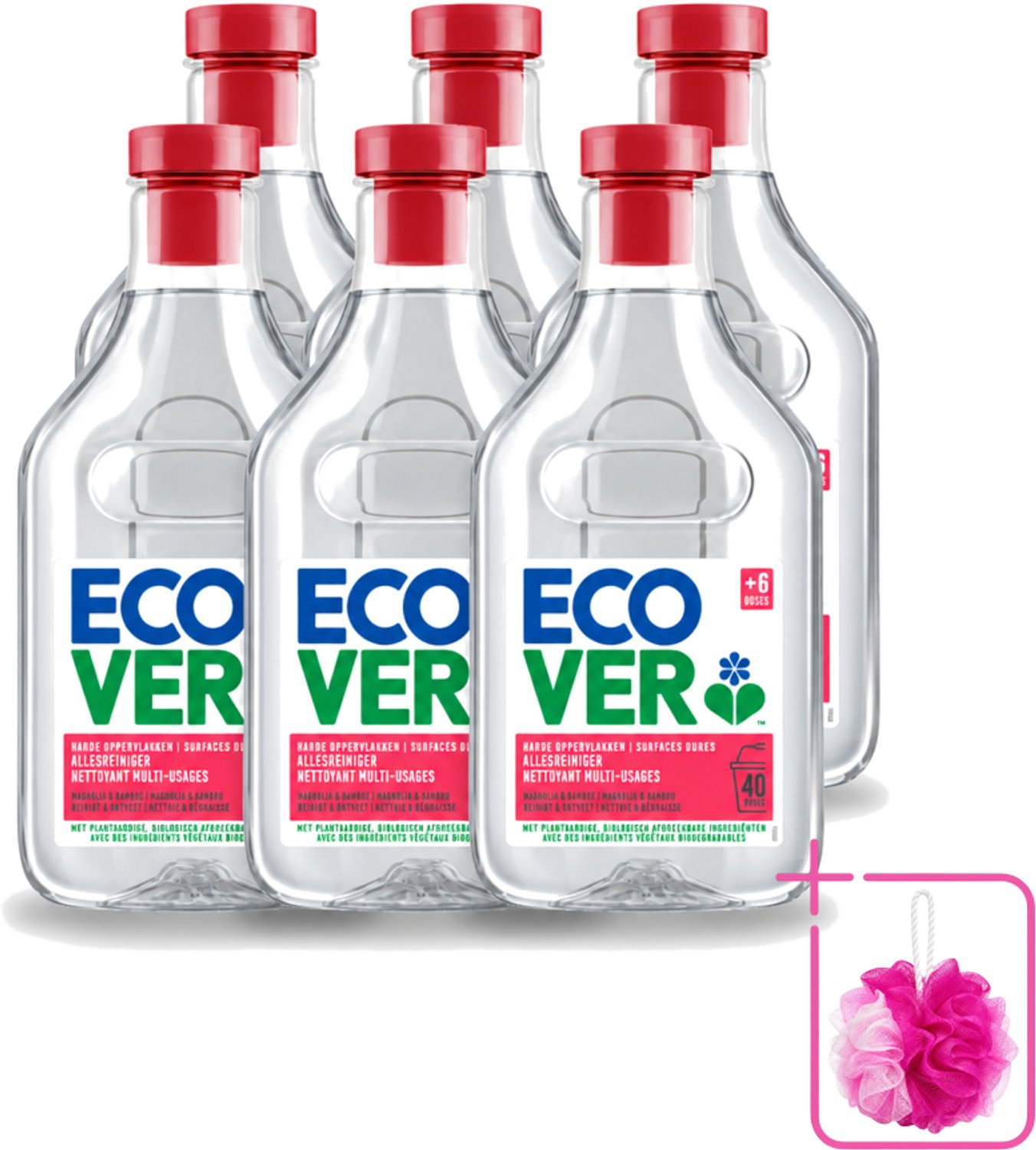6 x Ecover - Allesreiniger - Magnolia & Bamboe - 1 liter - Bulkverpakking - Allesreiniger - Douchemop - Natuurlijke reiniger