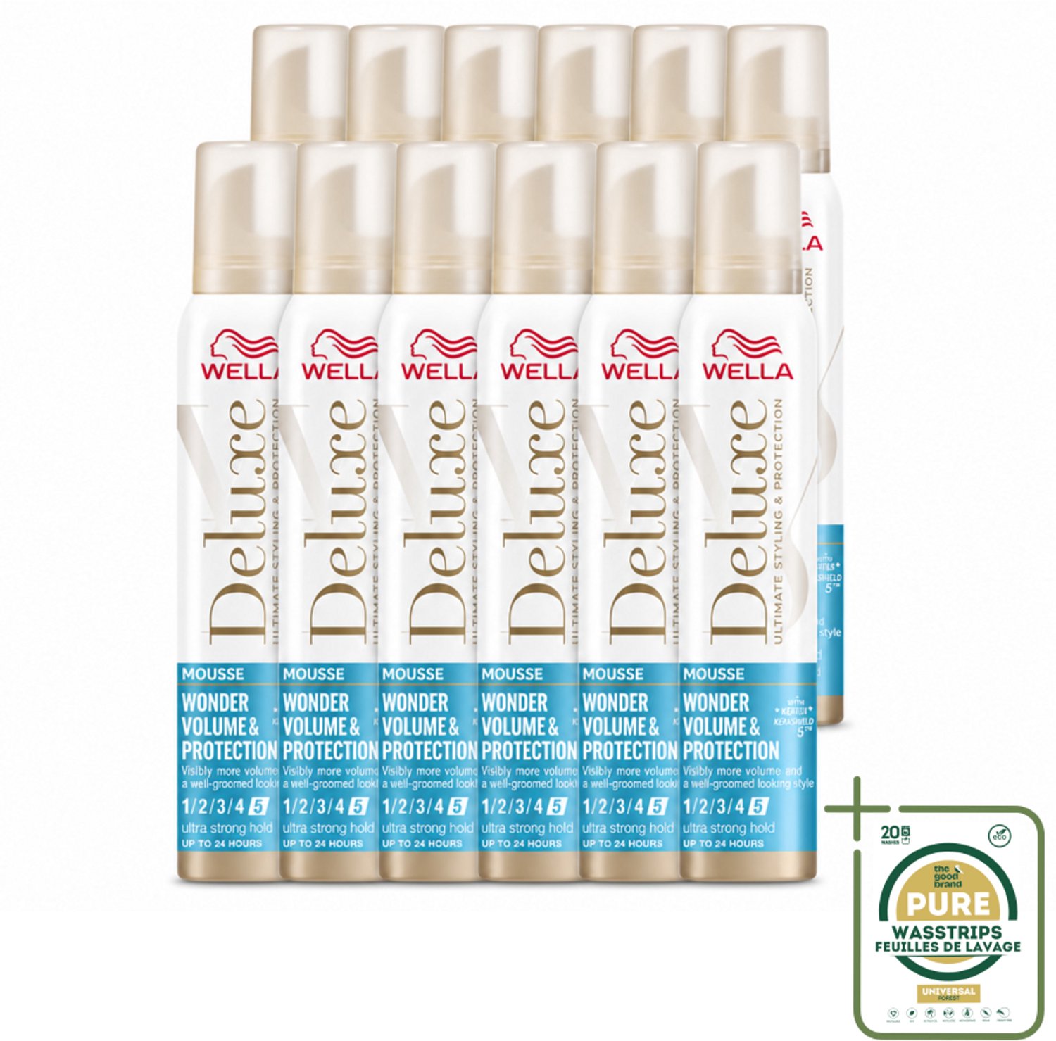 12 x Wella – Deluxe Volume & Protection – Haarmousse – 200 ml - Wasstrips - Haarmousse - Volume - Haarbescherming - Anti-pluis - Haarverzorging