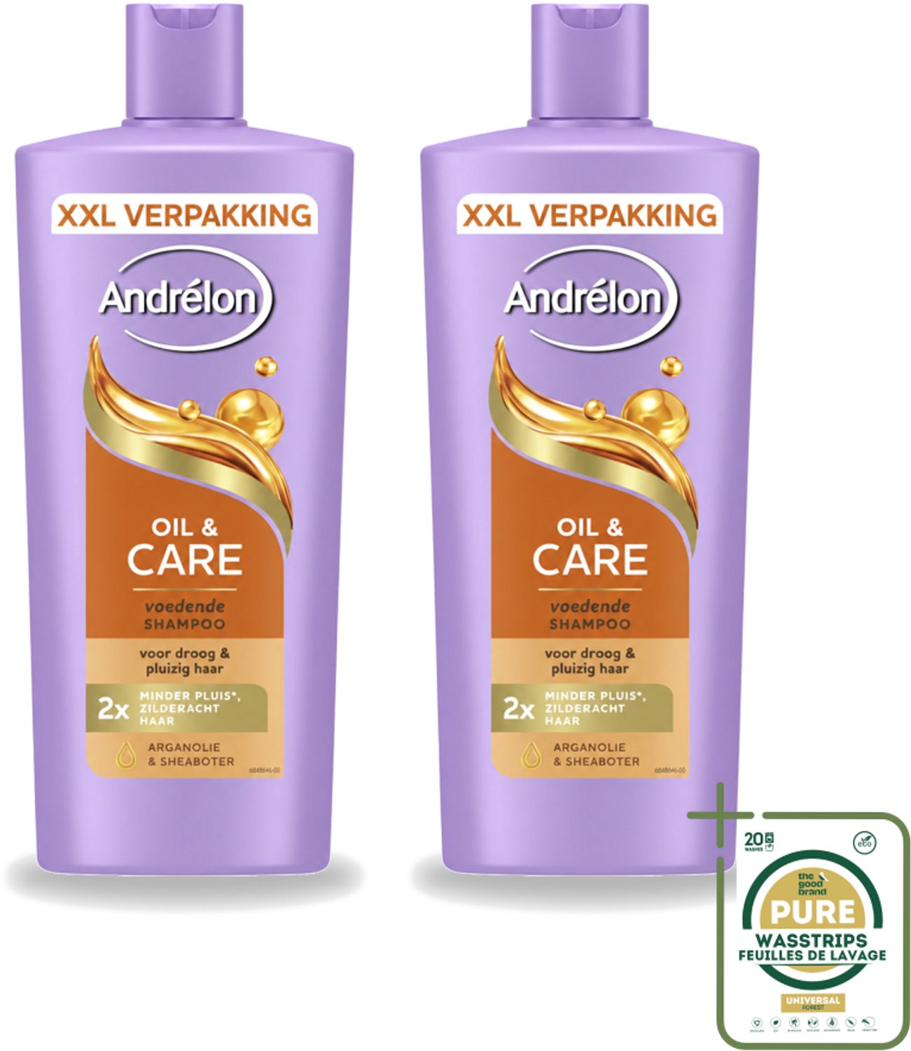 2 x Andrélon – Shampoo – Oil & Care – 685 ml - Wasstrips - Droog Haar - Pluis - Haar Verzorging - Haar Schuim - Haar Voeding