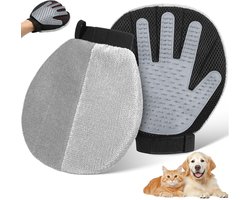 Pawaboo Pet Hair Removal Glove, Dual-Side Hair Removal & Fur Brush, Fur Grooming Glove for Dogs and Cats, Gray