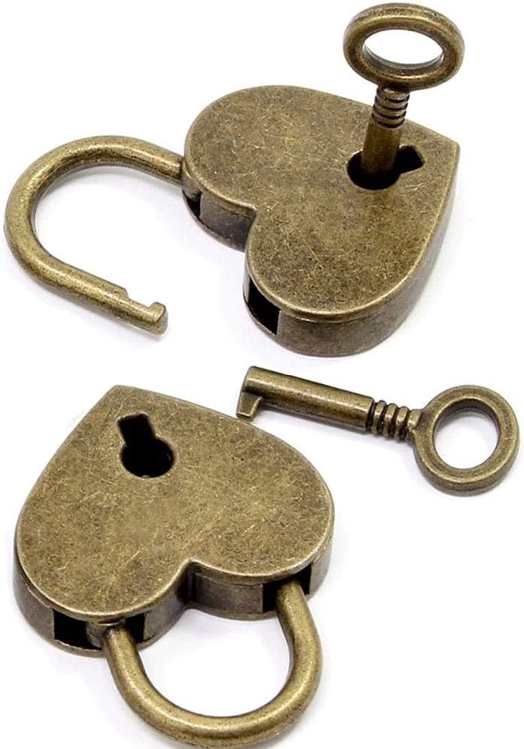 Set van 2 hartvormige hangsloten met sleutels, ideaal voor dagboeken, sieraden en opslagdozen.