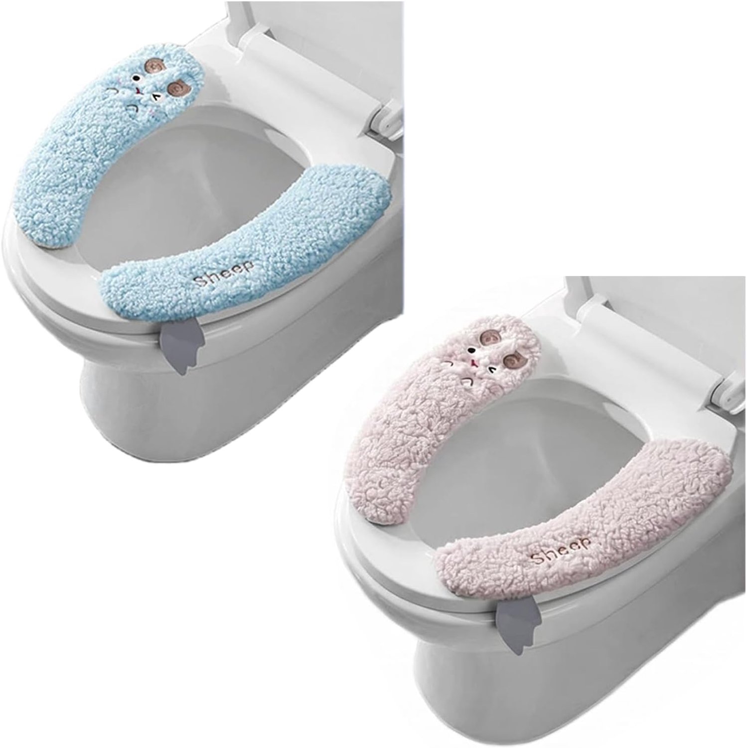 WC-stoelhoezen 2 paar - pluche dik - wasbaar - comfortabel en warm - Vemera