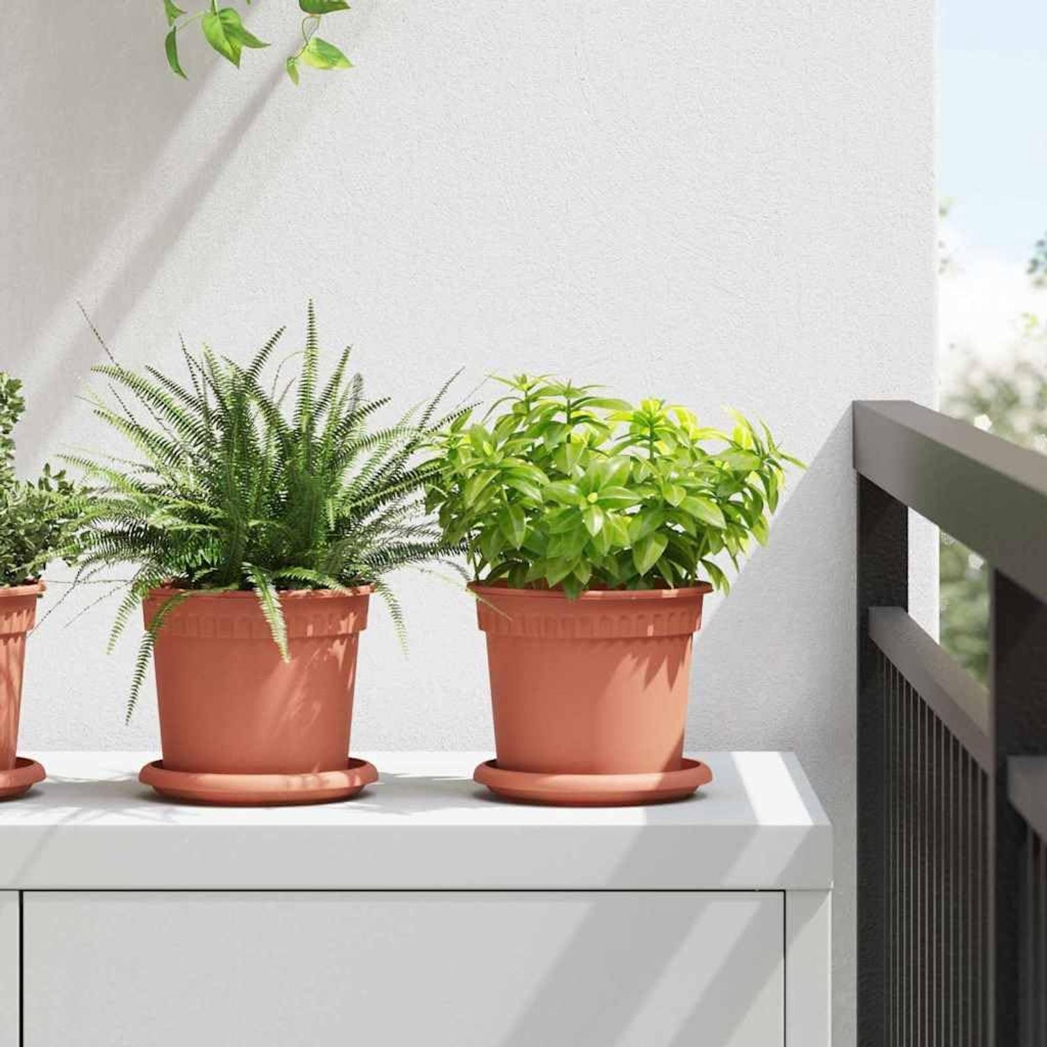 Plastic potten 24 stuks 15x12 cm rood baksteen cilindrische potten met drainagegaten en opgerolde rand voor tuin en balkon