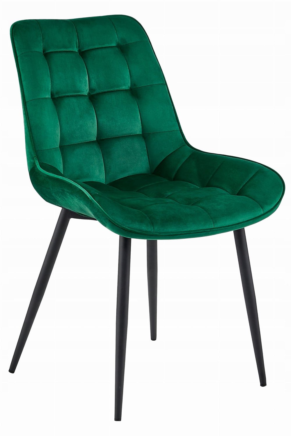 LEOBERT Eetkamerstoel BERA – Donkergroen Velvet / Fluweel – Gestoffeerde Zitting – Zwarte Metalen Poten – Modern Scandinavisch Design – Voor Eetkamer, Keuken en Woonkamer