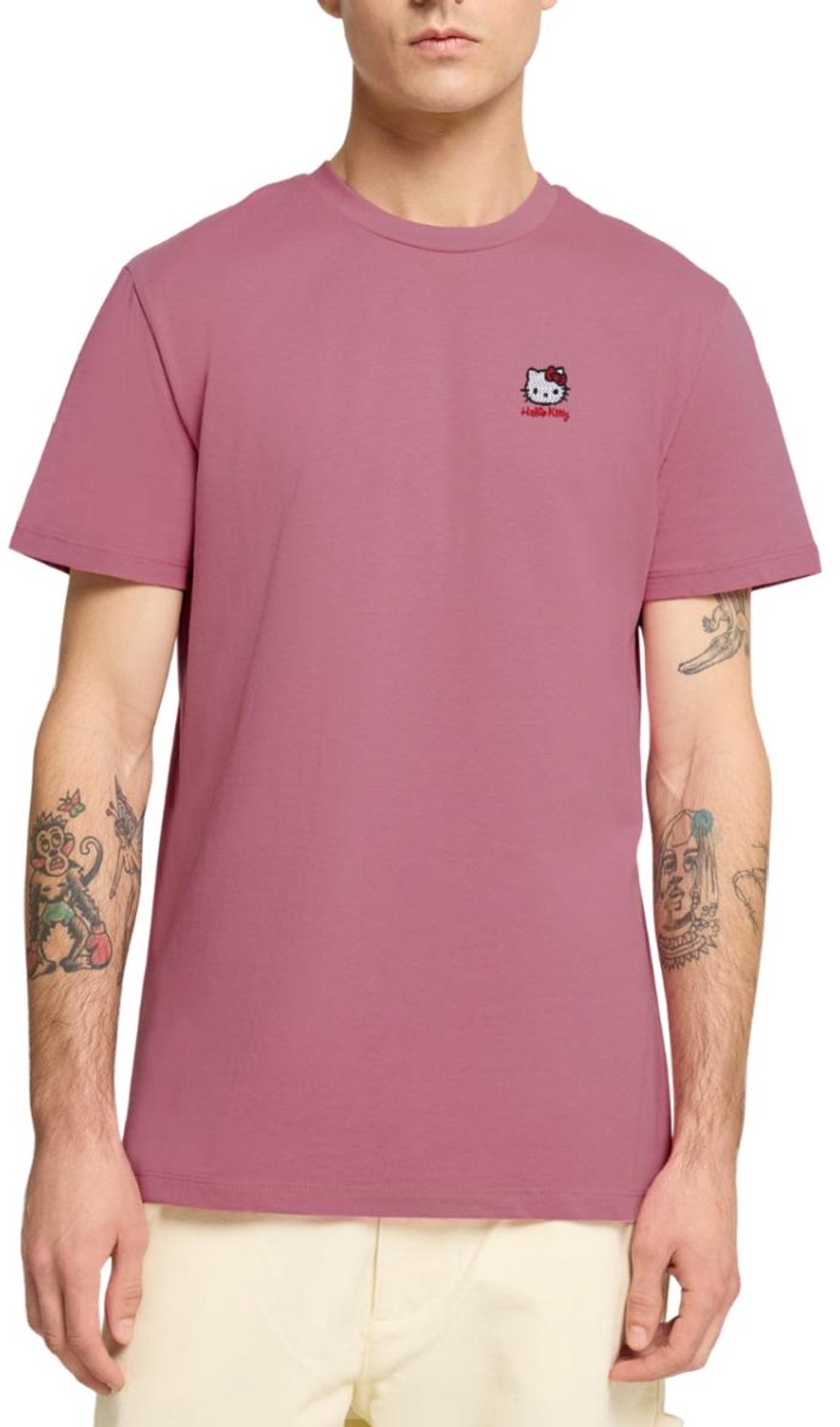 Hello Kitty Geborduurd Portret Premium T Shirt Heren
