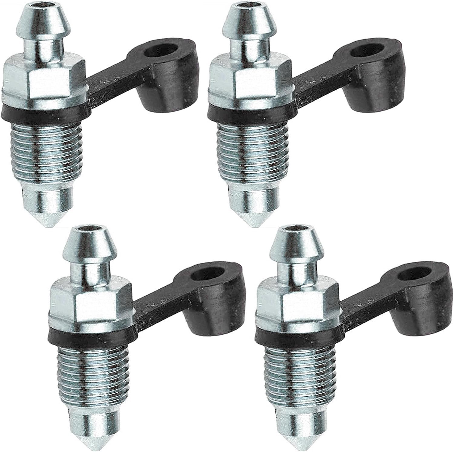 Set van 4 ontluchtingsschroeven voor motorfiets, M10 x 1 mm, met stofkap, voor schijfrem, schroeven, motorfietsen, auto's, rempompen