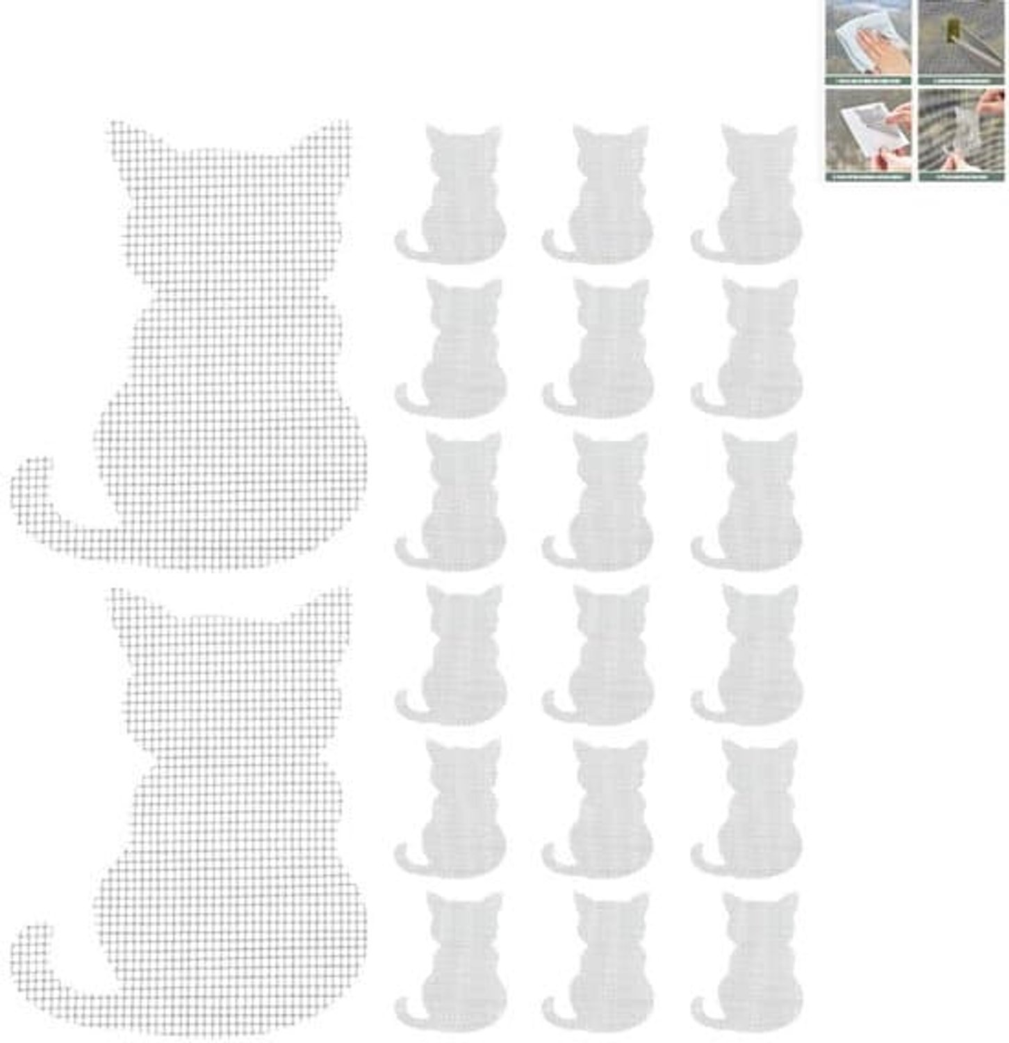 20 stuks, reparatietape voor insectenhorren, zelfklevend klittenband voor huishoudelijk gebruik, reparatie van gaten in insectenhorren, leuke gordijnen, muggenwerend, kattenraam