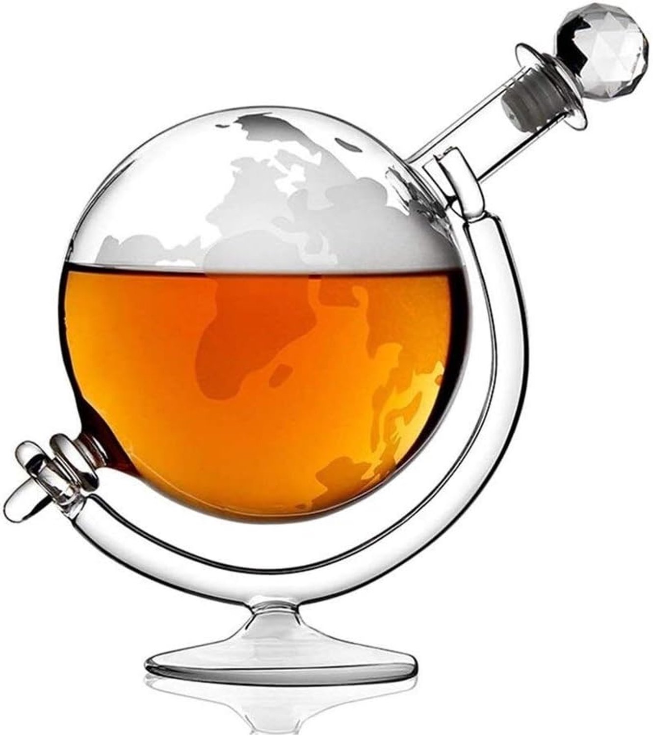 Flessenrek Wijnrek Wijnglas Houder Whisky Globe Decanter, Transparant Kristal Handgeblazen Loodvrij Glas, Voor Liquor, Scotch, Bourbon, Vodka, 1000Ml