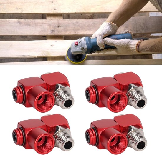 lyrlody Pneumatisch Gereedschapsadapter, 4 -stks Luchtslangconnector Roteerbaar 1/4in Npt Draadcorrosiebestendig voor Boorbit — afbeelding 3