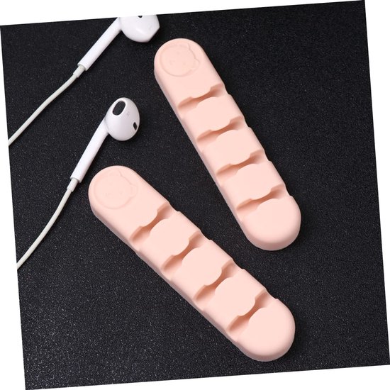 2stuks Zelfklevende Kabel Organizers Silicone Kabelclips Voor Effectieve Kabelbeheer Bureau Roze Voor Opladers Usb-kabels Hoofdtelefoons — afbeelding 5