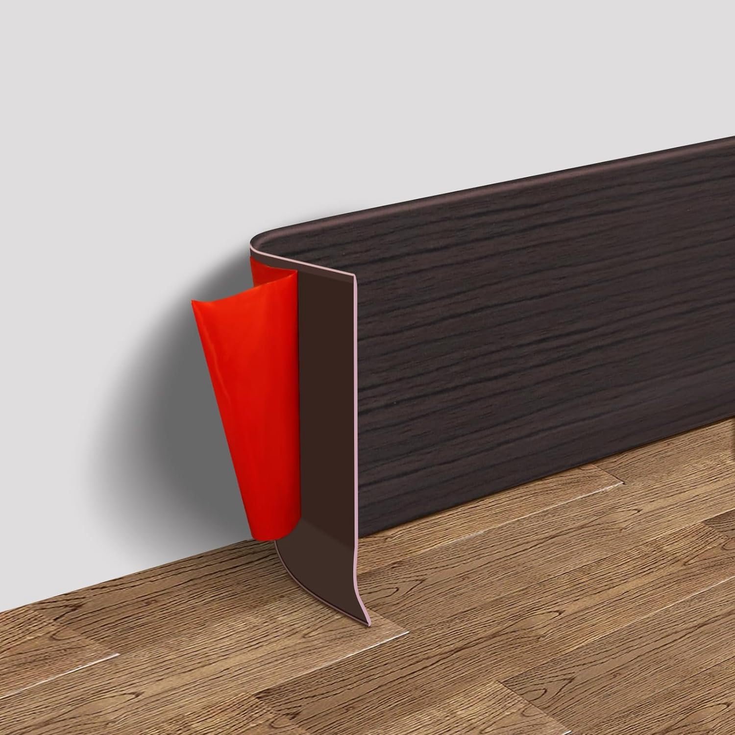 Semi-flexibele, zelfklevende plint 8/10 cm breed, pvc, voor muur, hoekplint, zelfklevend, voor badkamer, keuken en slaapkamer (zwarte walnoot, 8cm x 3.5 metri)