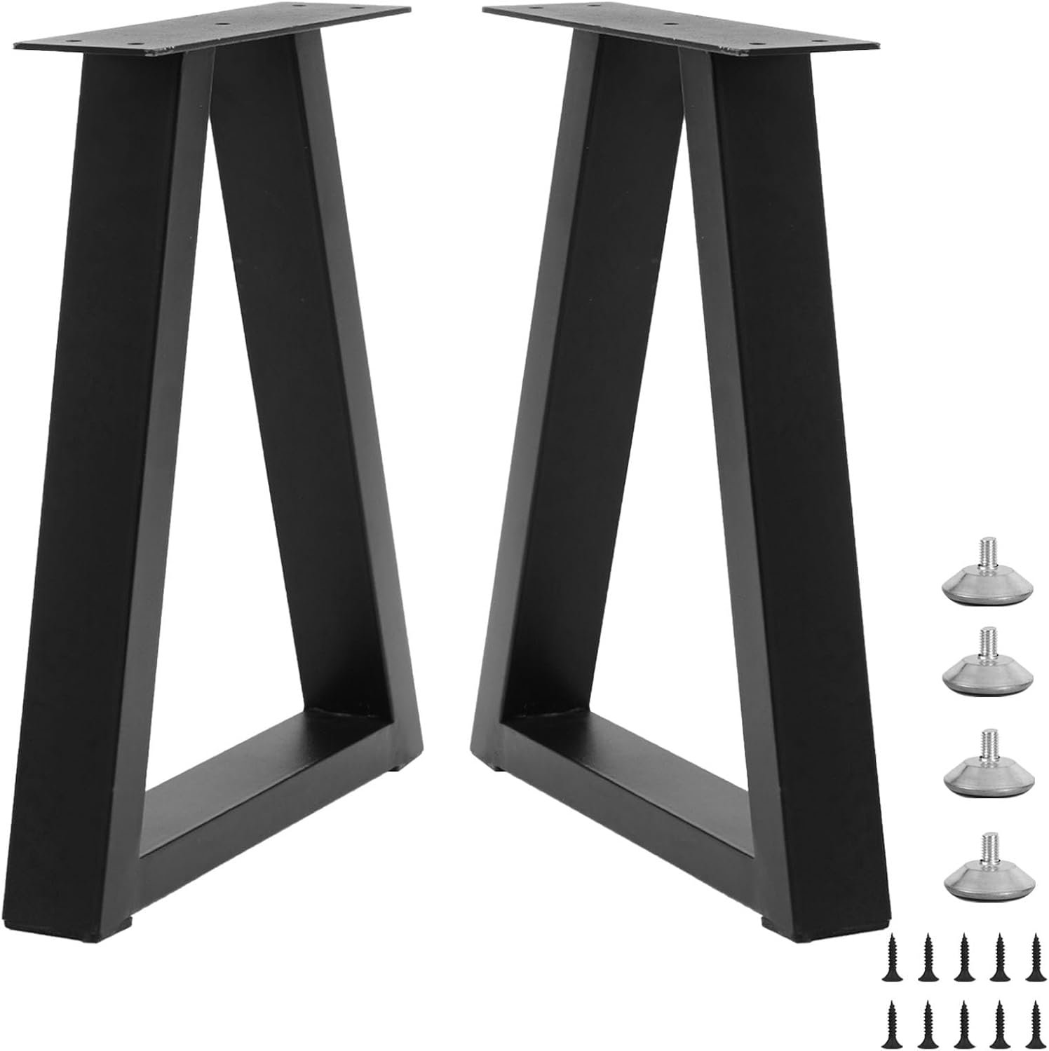 19 '' trapeziumvormige metalen tafelpoten, vervangende meubelpoten set van 2 voor doe-het-zelf salontafels, banken, moderne bureaus, nachtkastjes, banken (19,3 inch H x 13 "W)