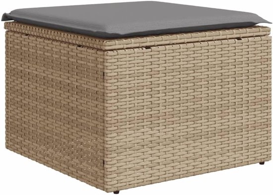 Poly rattan weerbestendig loungeset met gevoerde kussens beige grijs — afbeelding 5