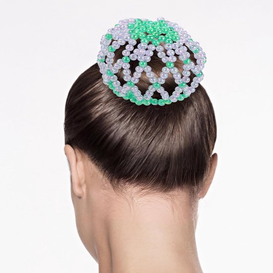 2 Stuks Handgemaakt Elastisch Haarnetje met Strasssteentjes voor Ballet Schaatsen Gebreide Knothoes voor Dames Meisjes Comfortabel Stijlvol Haaraccessoire voor Dagelijks Gebruik — afbeelding 2