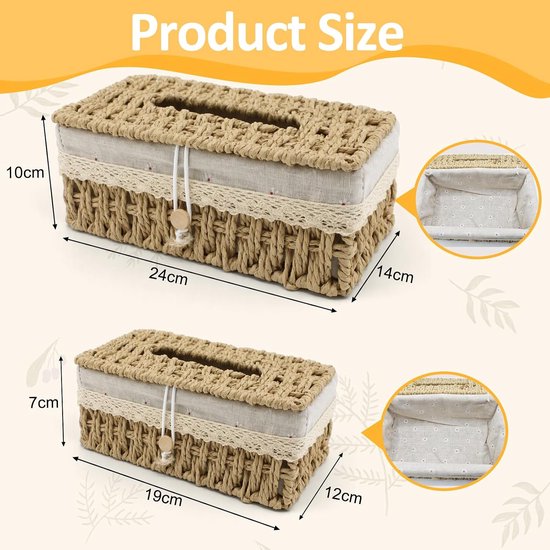 2 stuks tissueboxen, dispenser voor vochtige doekjes, geweven — afbeelding 3