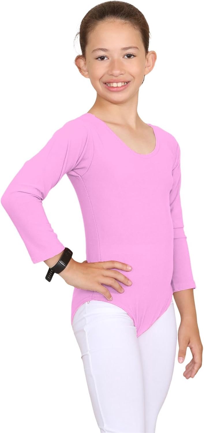 Nieuwe kinderen meisjes uniform turnpakje dansen gymnastiek ballet lange mouwen turnpakjes top