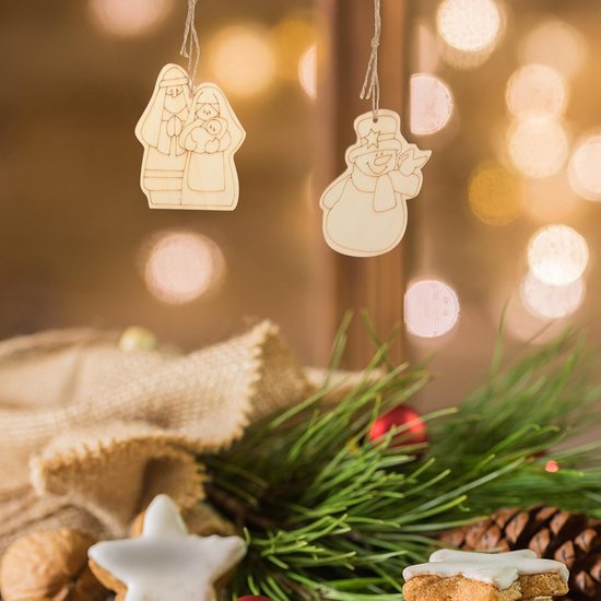 24 Stuks Houten Hangers Voor Aan De Muur Kerstversiering Kleine Kersthangers Voor Aan De Deur Kerstversiering Voor Bruiloften Kerstbenodigdheden Kerstballen Hangende — afbeelding 3