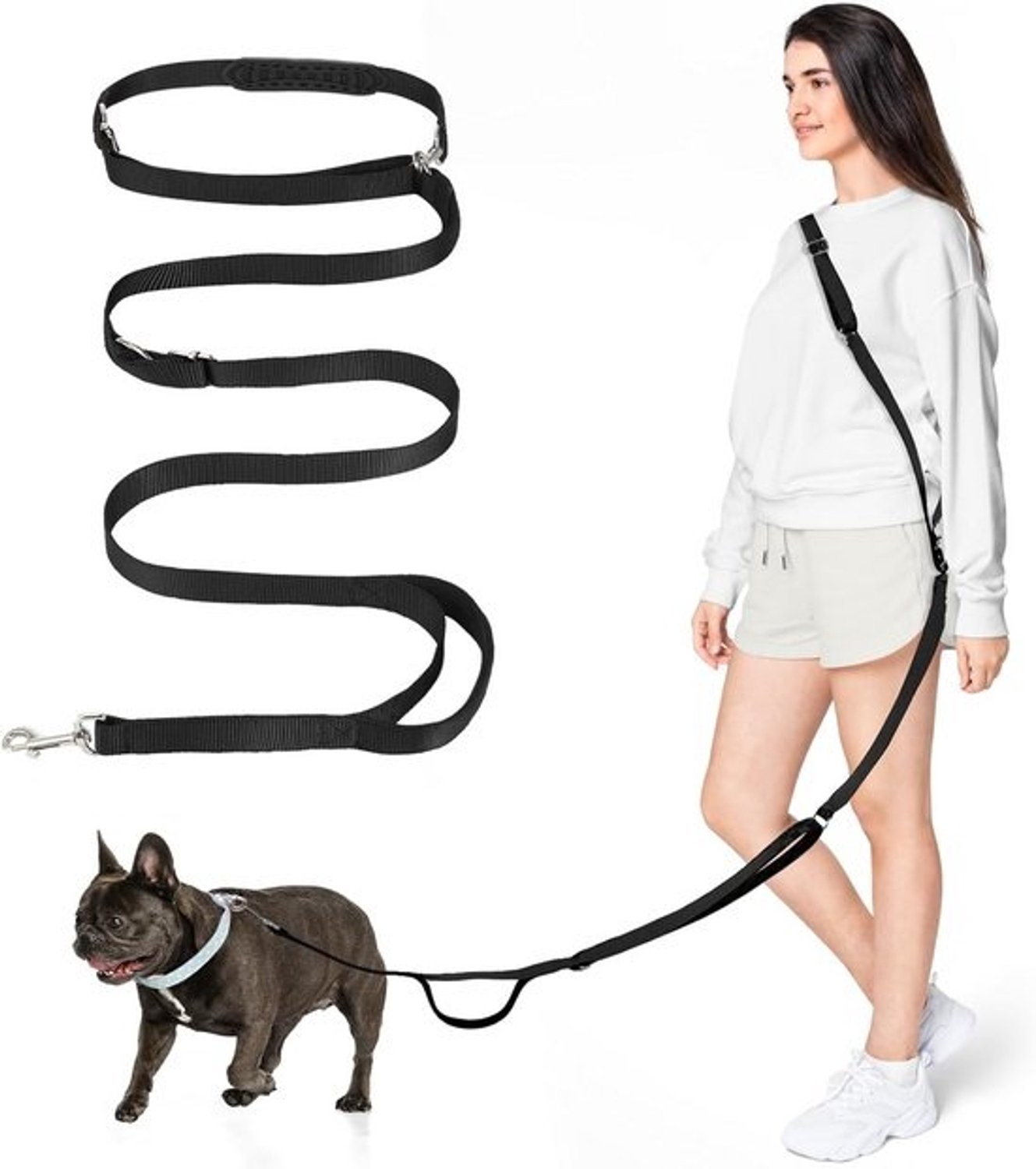Handsfree hondenriem - verstelbaar tot 2,6 m - crossbody- en heupriem voor honden