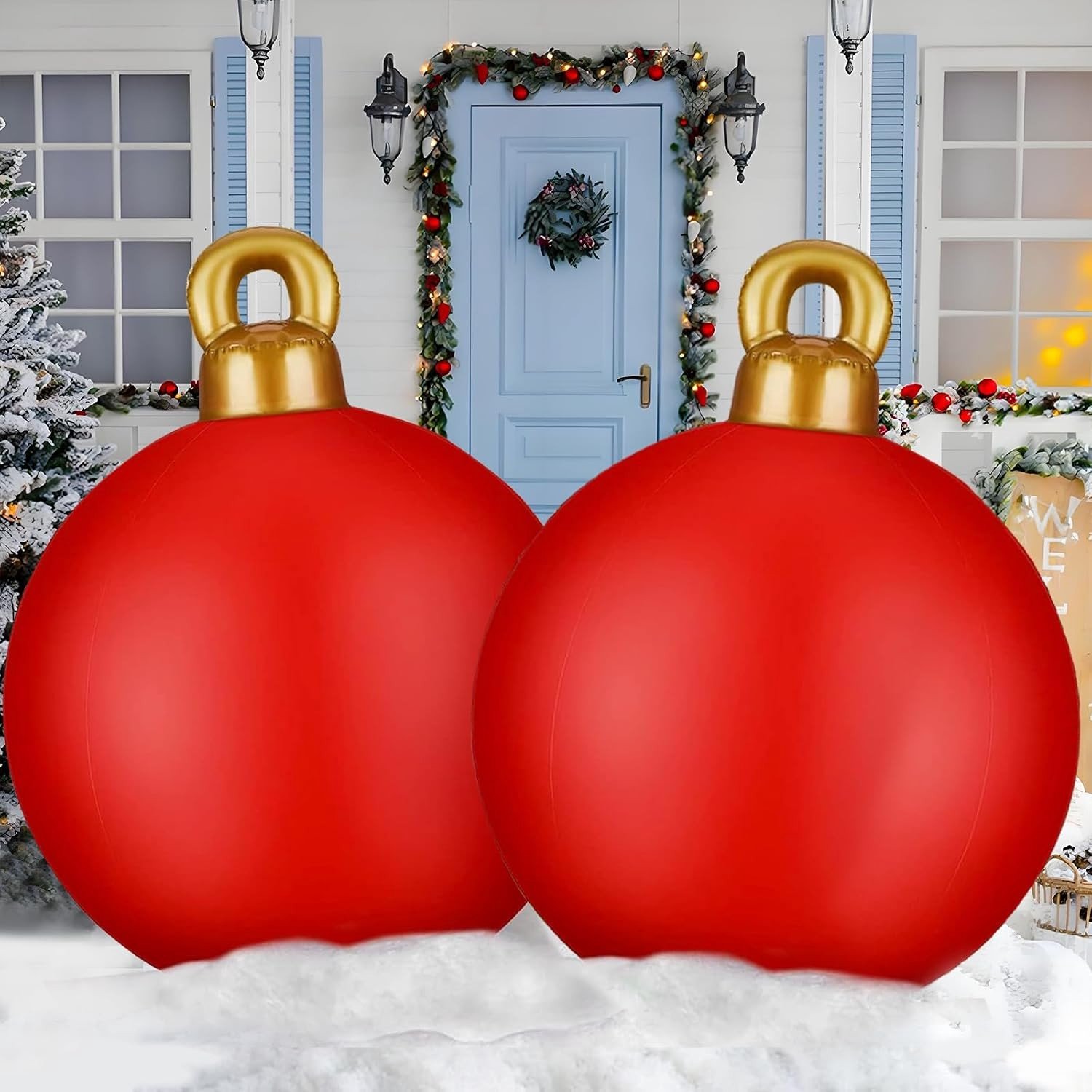 Opblaasbare Kerstbal - Rood - 60 cm - Duurzaam PVC - Voor Binnen en Buiten