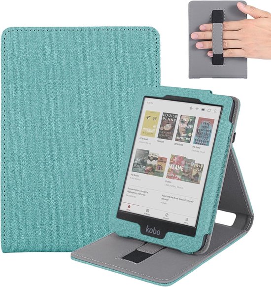 for Kobo Clara 2E/Clara BW Case,Sleep Case for Kobo Clara Colour Cover with Hand Strap,Grey - ShopVlot — afbeelding 5