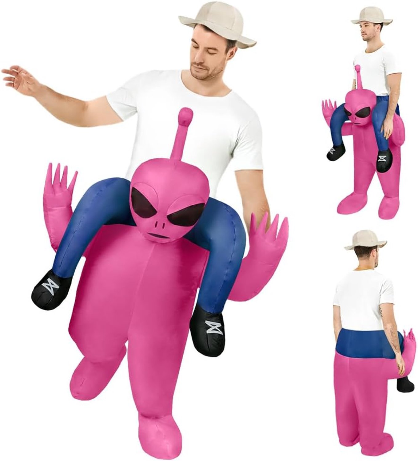 Alien kostuum, opblaasbaar buitenaardse kostuum voor volwassenen, alienkostuum, carnaval, themafeest, Alien Huckepack-kostuum, Halloween-kostuum