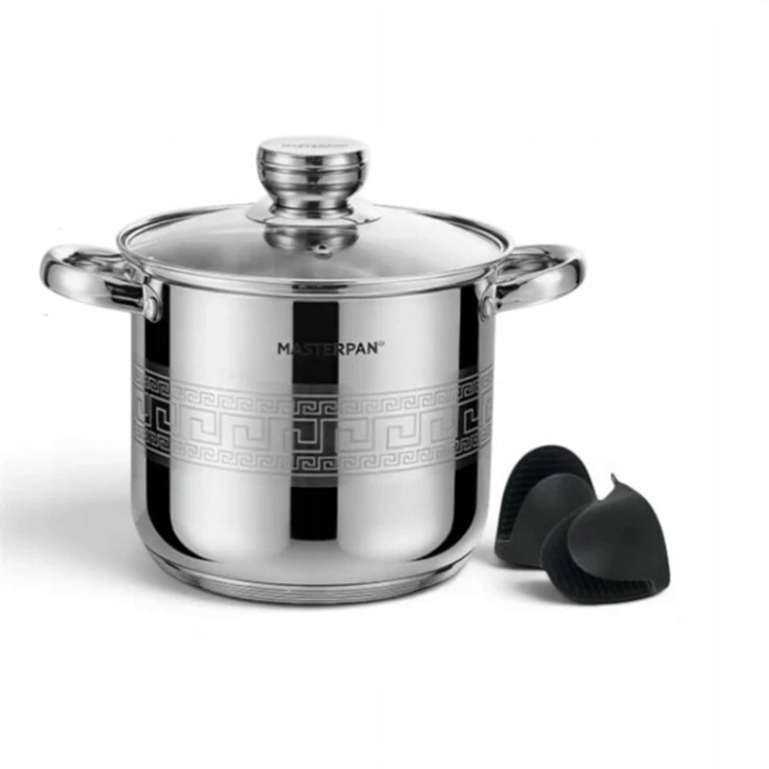 Masterpan RVS Pan 9L - 24cm met Deksel & Siliconen Handvatten