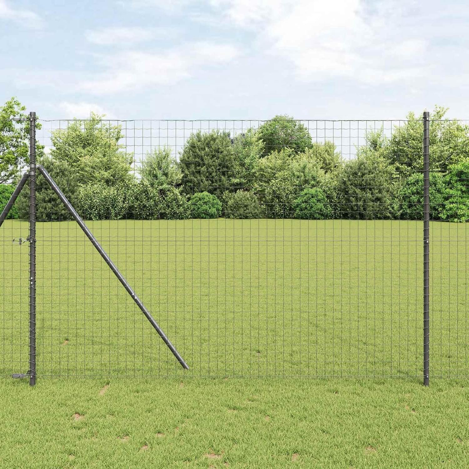Hekpalen 2 stuks gepoedercoate stalen palen grijs 200 cm