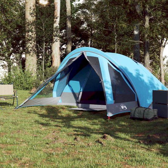 vidaXL Kampeertent 4-Persoons - Waterdicht - Blauw Kampeertent - Bungalowtent - Tent - Campinguitrusting - Buitenleven van Vidaxl — afbeelding 2