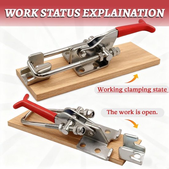 4 stuks kniehendelspanners, metaal, spansluiting, groot, 35 mm, verstelbare kliksluiting, kistsluiting, kapslot, hendel, snelsluiting, spansnapper voor kast, deur, kisten, koffer — afbeelding 2