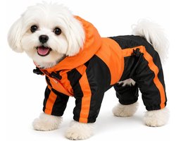 lovelonglong Hondenregenjas met capuchon, voor kleine honden, regenjas, poncho, waterdichte kleding met capuchon, ademend, met 4 poten, regenjas voor kleine, middelgrote en grote honden