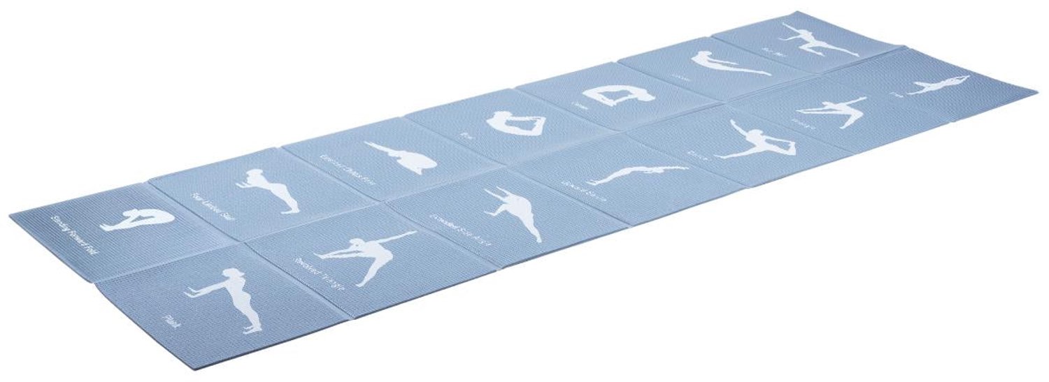 Yogamat en Fitnessmat - 174 x 62 cm - Met Oefenillustraties - PVC - Blauw