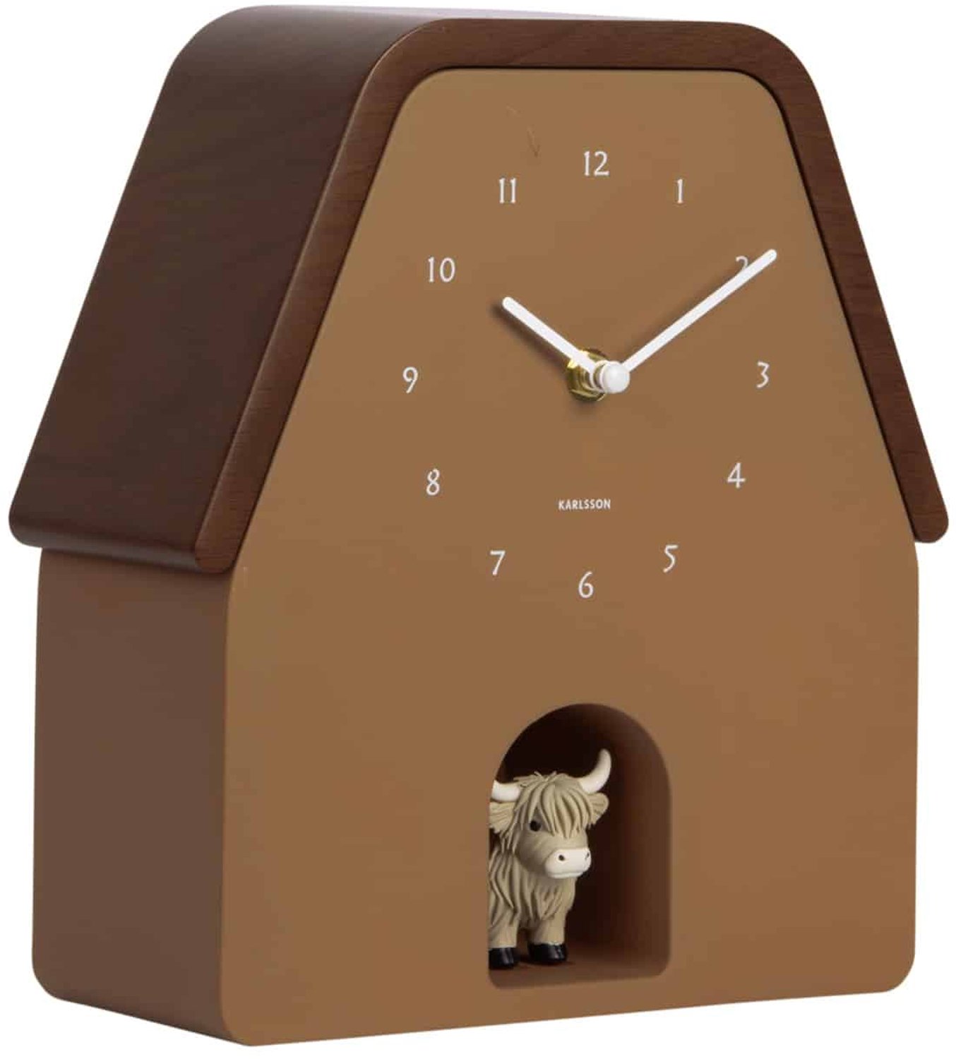 Karlsson Wandklok Highland Cow Cuckoo - Mokkabruin - 9.4x22.7x25cm - Wandklok Scandinavisch