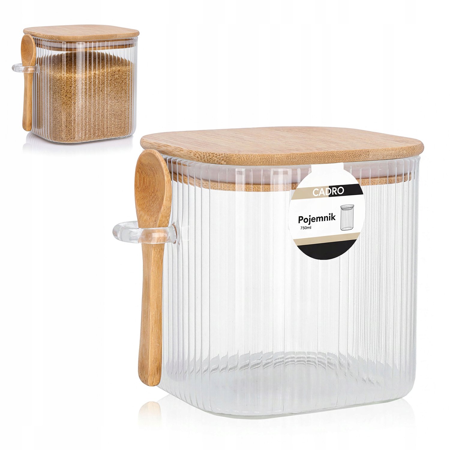 Glazen Voorraadpot 750ml met Bamboe Deksel & Lepel