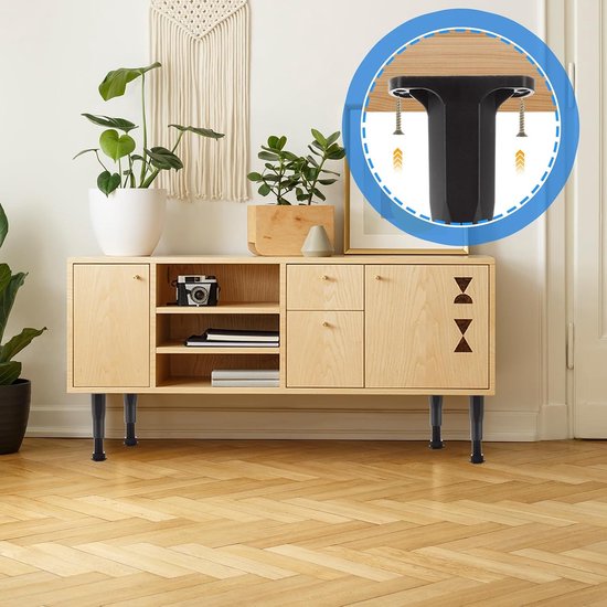 Set van 6 Verstelbare Plastic Bedpoten 20-38 cm voor Bedframe en Meubels, Ondersteuningspoten voor TV-kast en Meubelverhogers — afbeelding 4