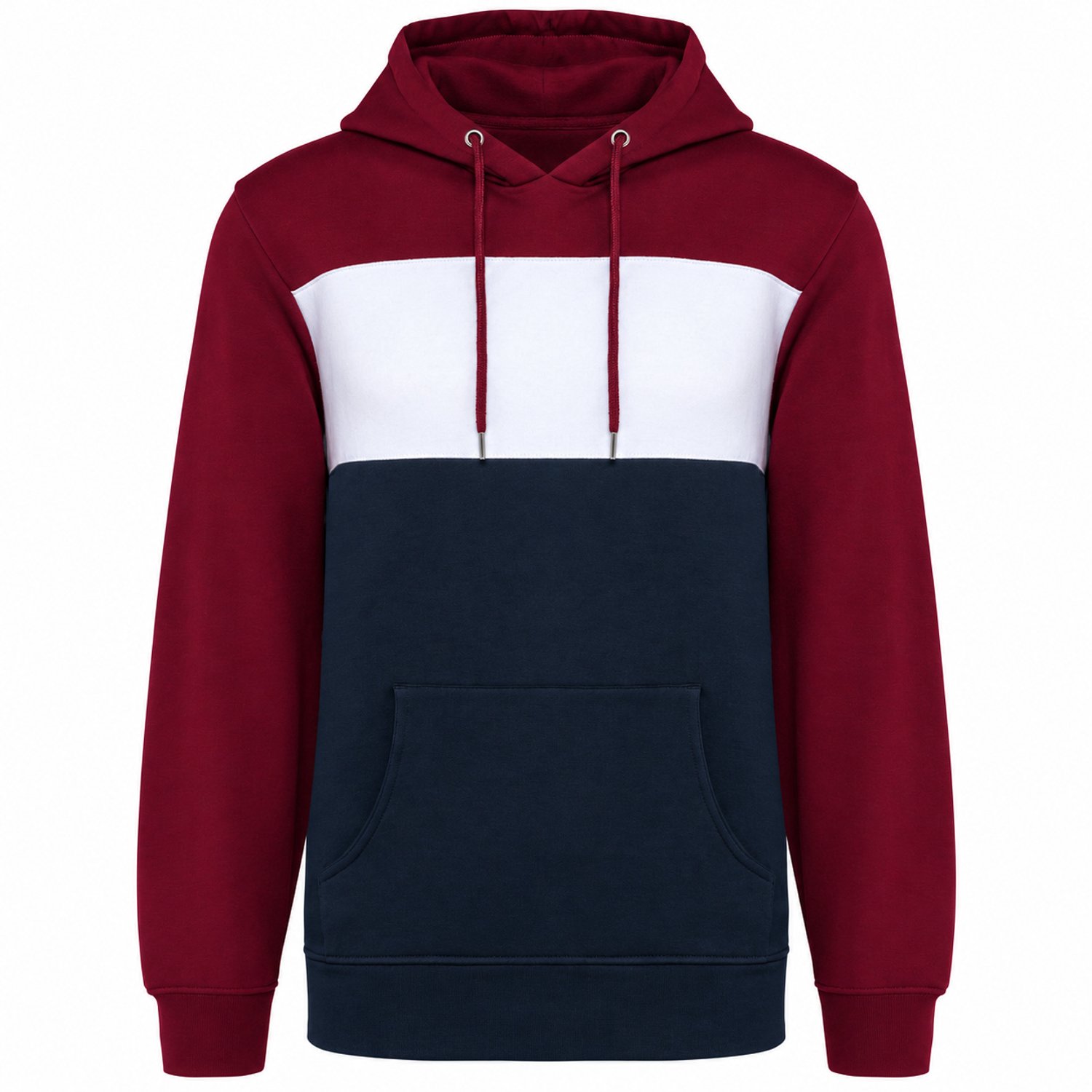 Unisex Hoodie – Driekleurige Sweater met Capuchon – Heren & Dames – 3XL Bordeaux