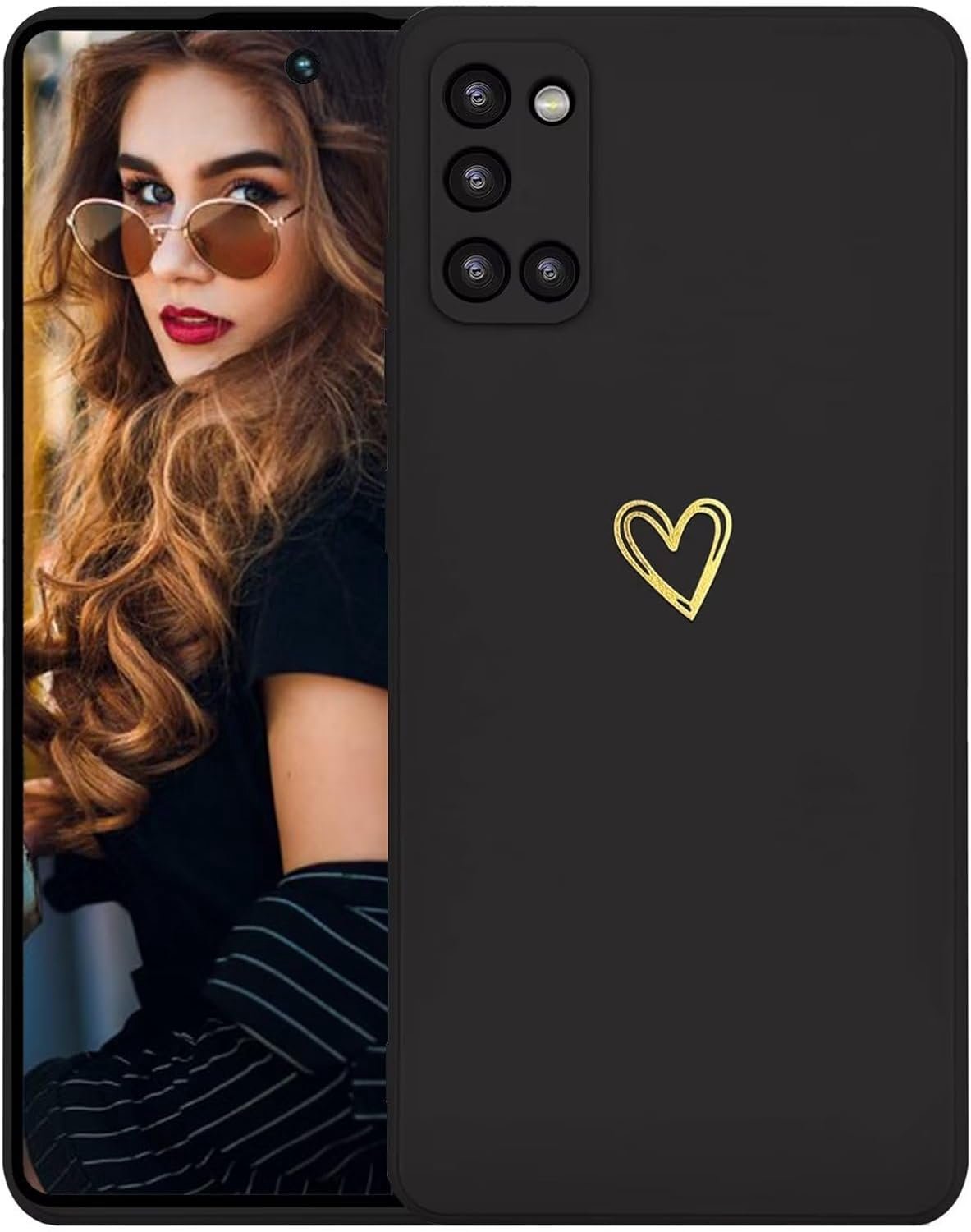 Hoesje voor OPPO Reno 6 Pro 5G Case,Minimalistisch Ontwerp Glad Silicone Hoes met Hartpatroon,Ultradun Zacht TPU Dames Meisje Shockproof Phone Case,Zwart