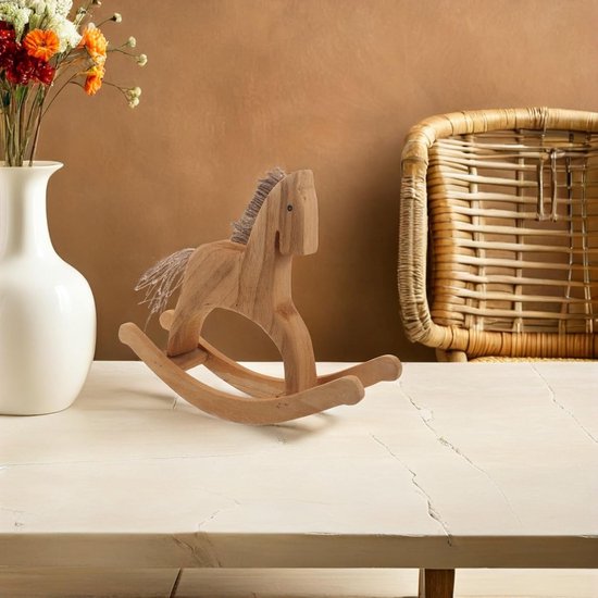 Vintage Houten Hobbelpaard Beeldje Gedetailleerd Chinees Dierenriem Paard Sculptuur Stevige Houten Decoratie voor Bureau Kinderkamer Geluk Rijkdom Souvenir — afbeelding 3