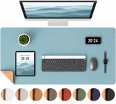 Sounix Dubbelzijdige Bureau Onderlegger - Bureaumat Kunstleer - 90x45 cm - Muismat XXL - Onderleggers - Bureau Organizer - Watergroen
