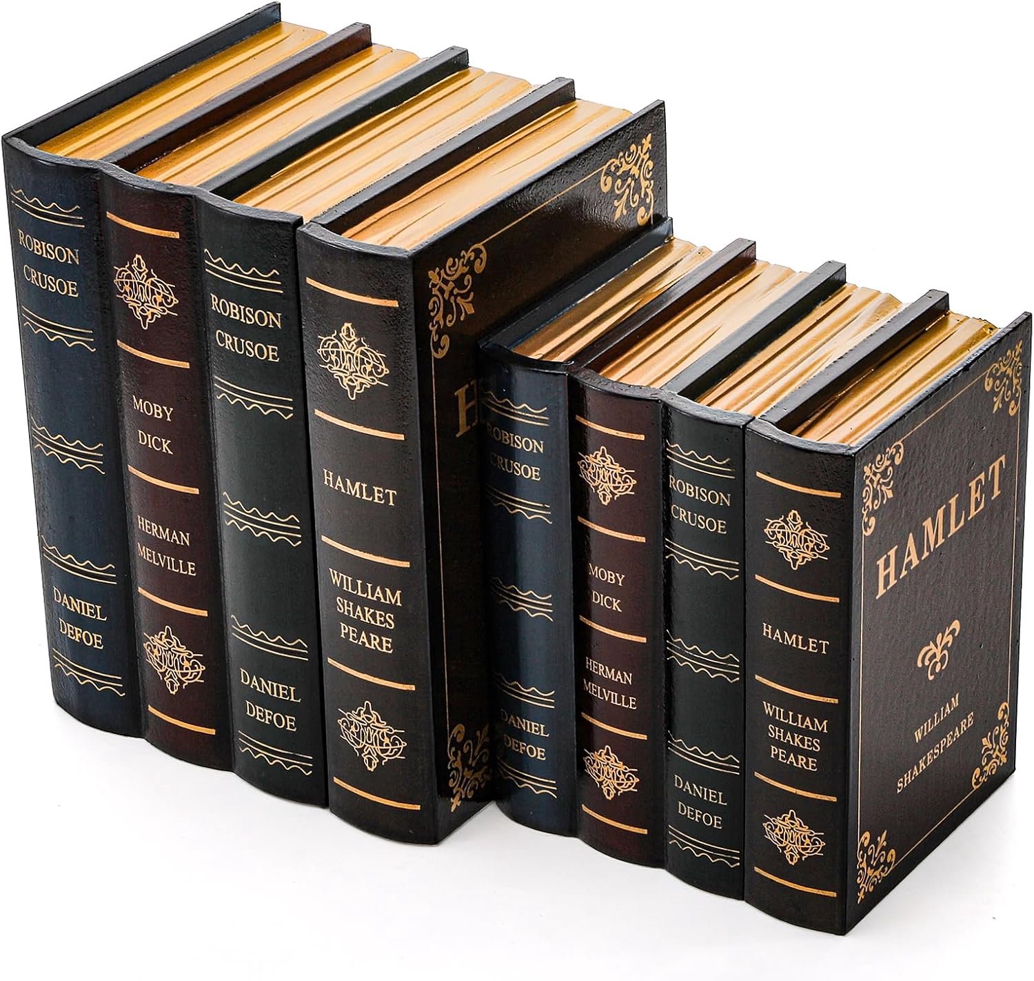Tosnail 2 Pack Decoratieve Boekdozen Houten Antieke Boek Decoraties Vintage Boek Opbergdoos - Hamlet