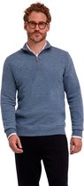 FALKE Luxury Classic Halfzip hoge kwaliteit elegant kasjmier trui heren blauw - maat L