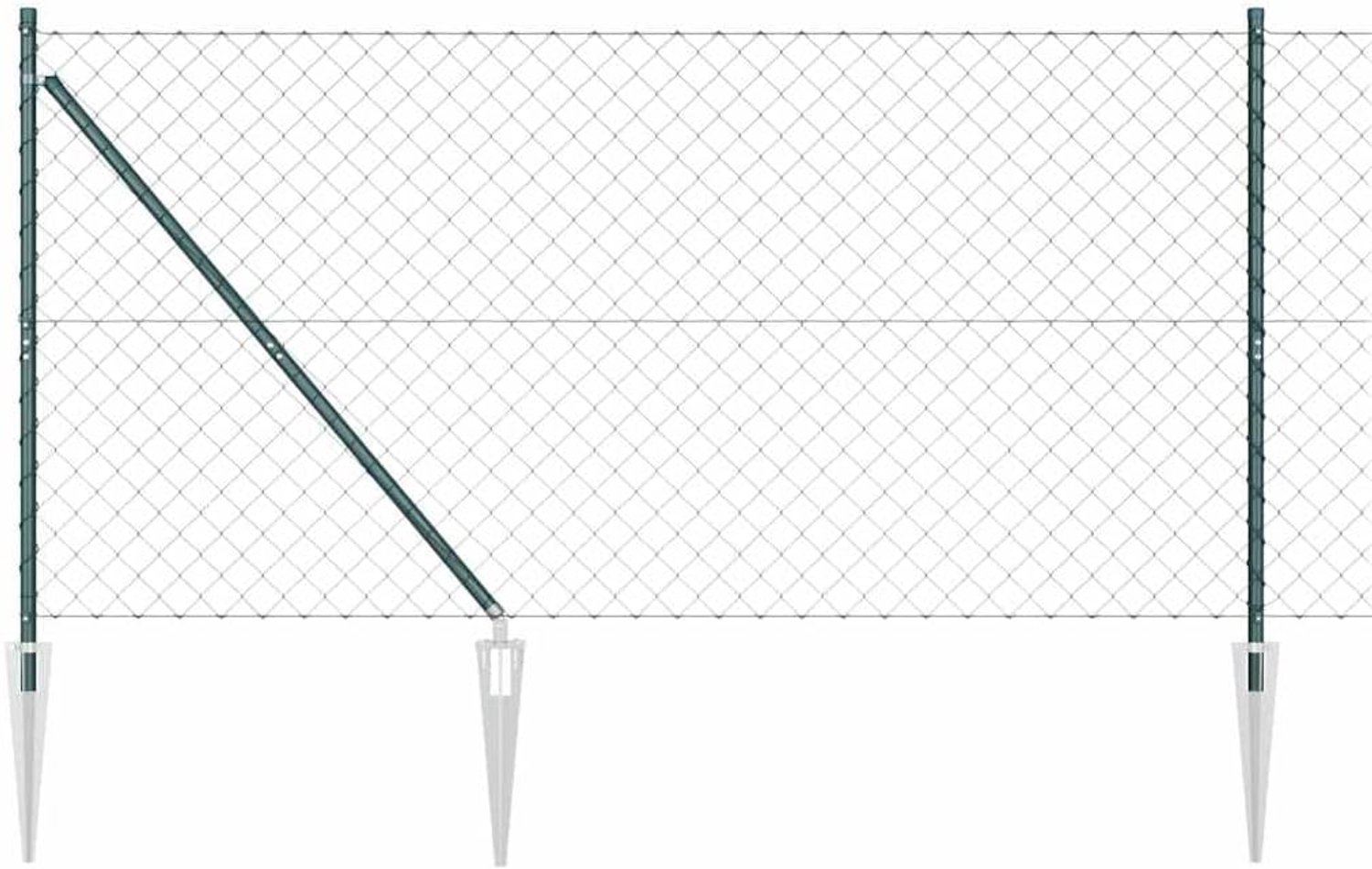 Hekpalen groen 25 x 1,2 m (60 x 60 mm net) staal en pvc, 2 m hekpalen set voor tuin en terras