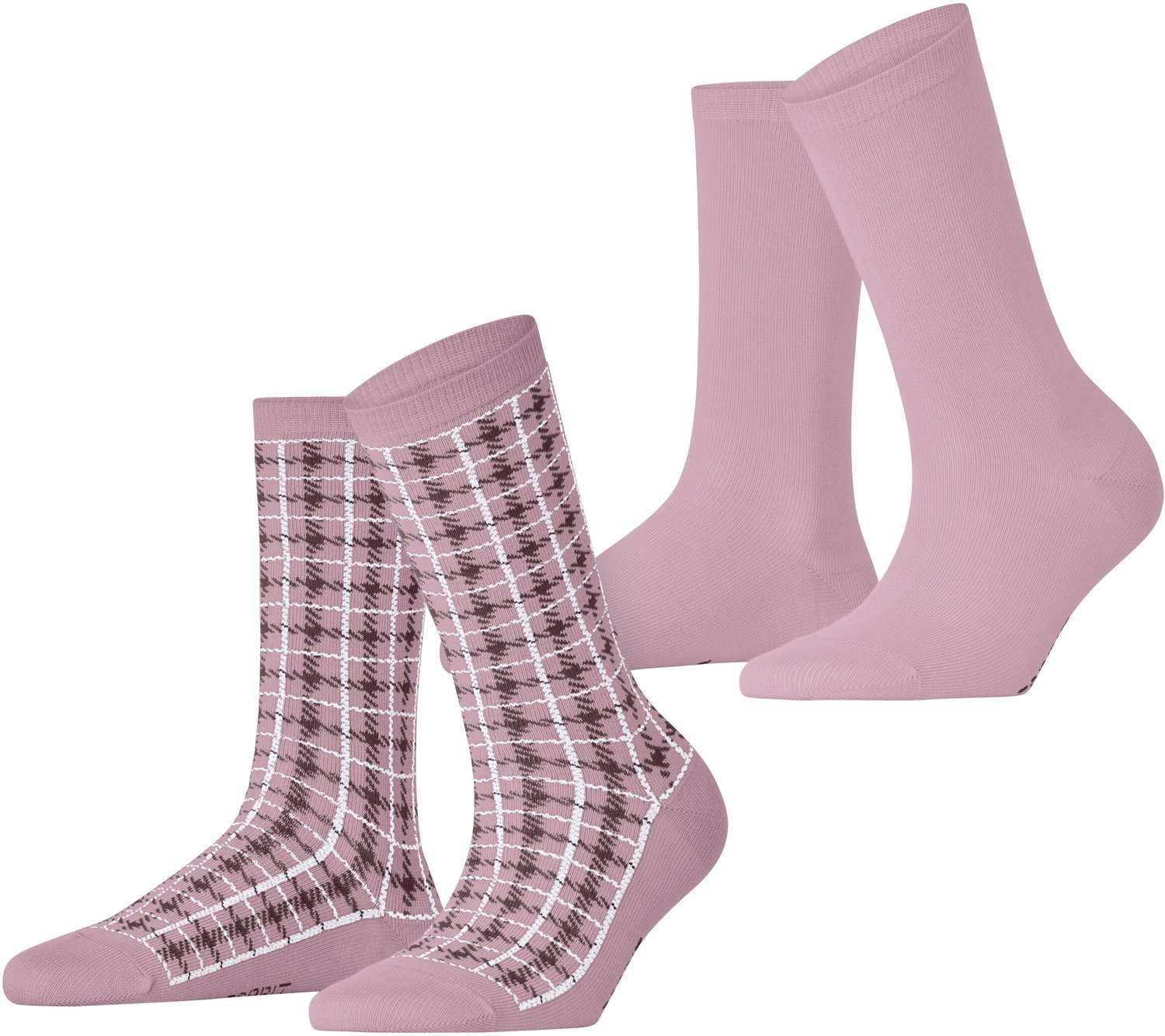Esprit Retro Plaid 2 Pack gedessineerd katoen multipack sokken dames roze - maat 39-42